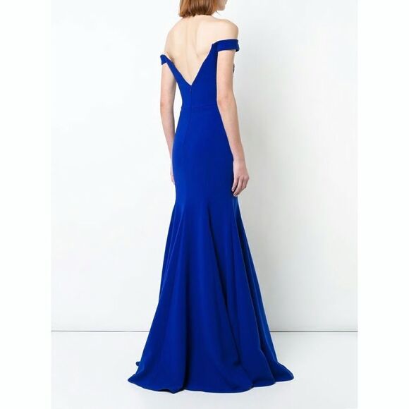 New! MARCHESA NOTTE Women's Embroidered Off-Shoulder Gown Dress Size 16 Royal - Picture 3 of 8